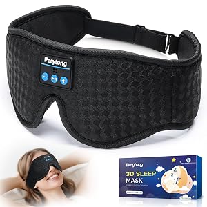 Perytong Sleep Headphones 3D Bluetooth Sleep Mask with Headphones Wireless Music Headband Eye Mask with Built-in HD Stereo