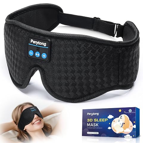 Perytong Sleep Mask with Bluetooth 5 4 Headphones Wireless Sleep Eye Mask for Side Sleepers 3D Contoured Comfort