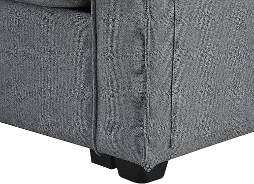 Miniatura 9 de LUMISOL Moderno sofá de 4 plazas, cómodo sofá modular tapizado con bolsillos para reposabrazos y 4 almohadas, sofá de estilo minimalista para sala