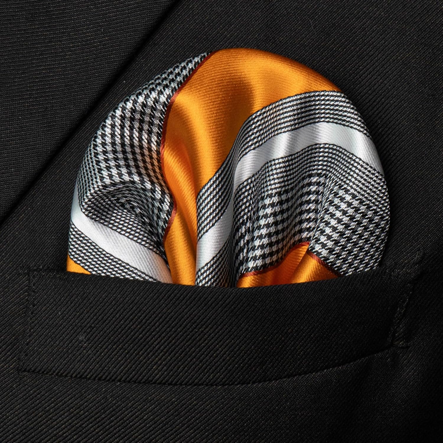 JEMYGINS Mens Striped Tie and Lapel Pin Necktie Pocket Square and Tie Clip Sets for Business Casual 4PCS - Image 3