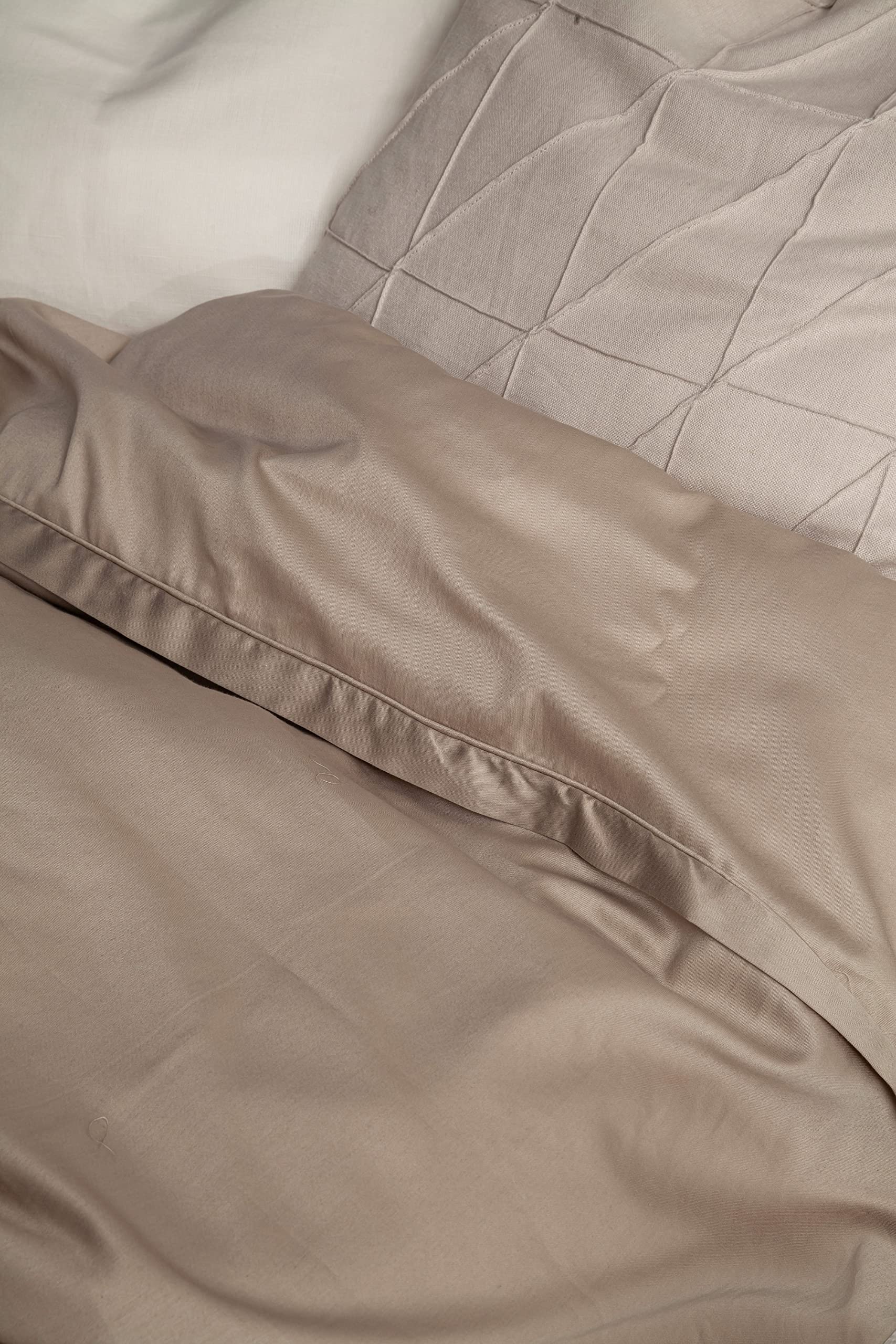 Ropa de cama Pure 135 x 200 arena – Ropa de cama de algodón – Juego de ropa de cama con funda de almohada de 2 piezas – Funda de almohada de 80 x