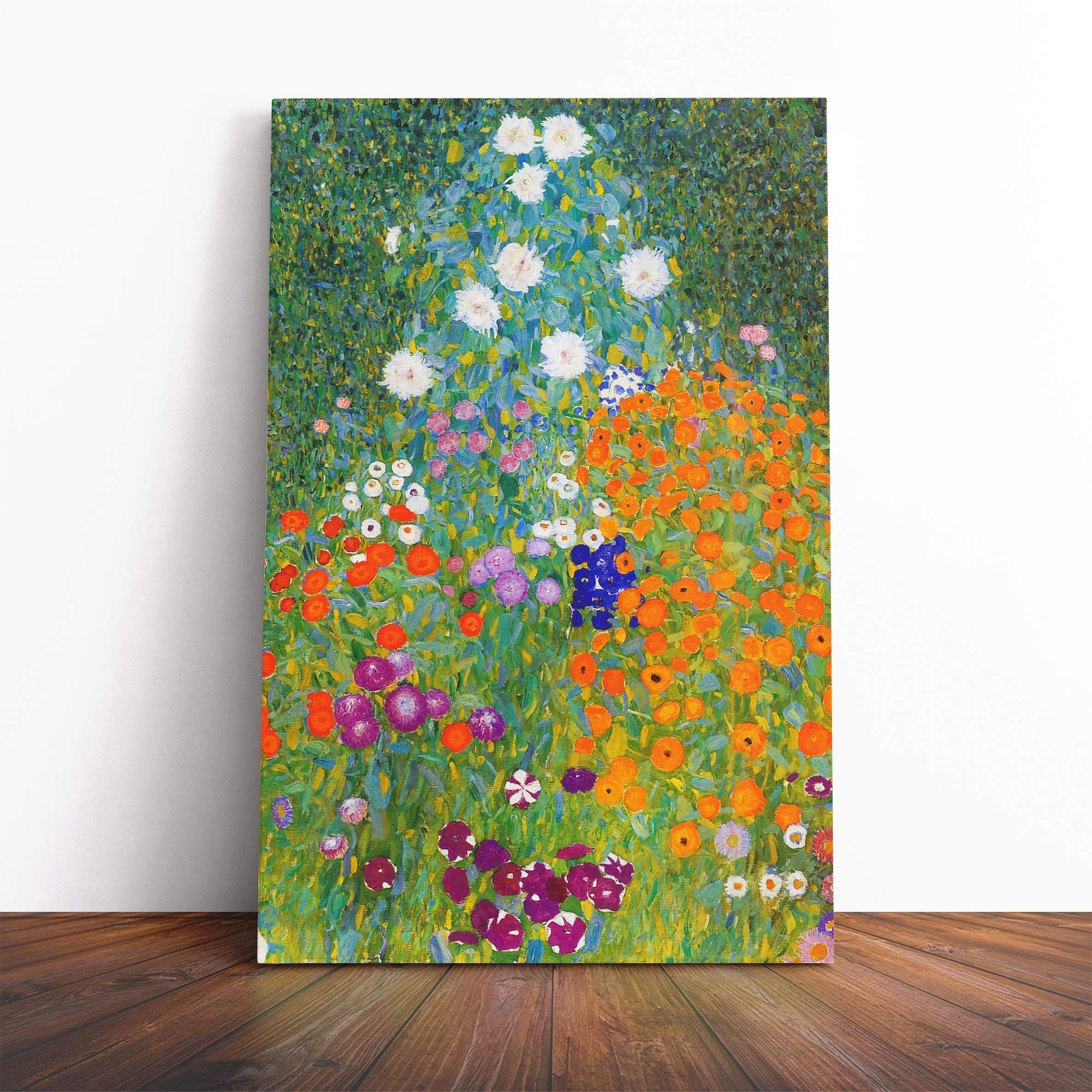 (20x14 Inch / 50x35cm) Gustav Klimt Flower Garden Canvas Print | Gallery Wrapped 30mm Frame Wall Art | 20x14 inches | Ready to Hang | Contemporary Floral Picture | Living Room Bedroom Lounge Office