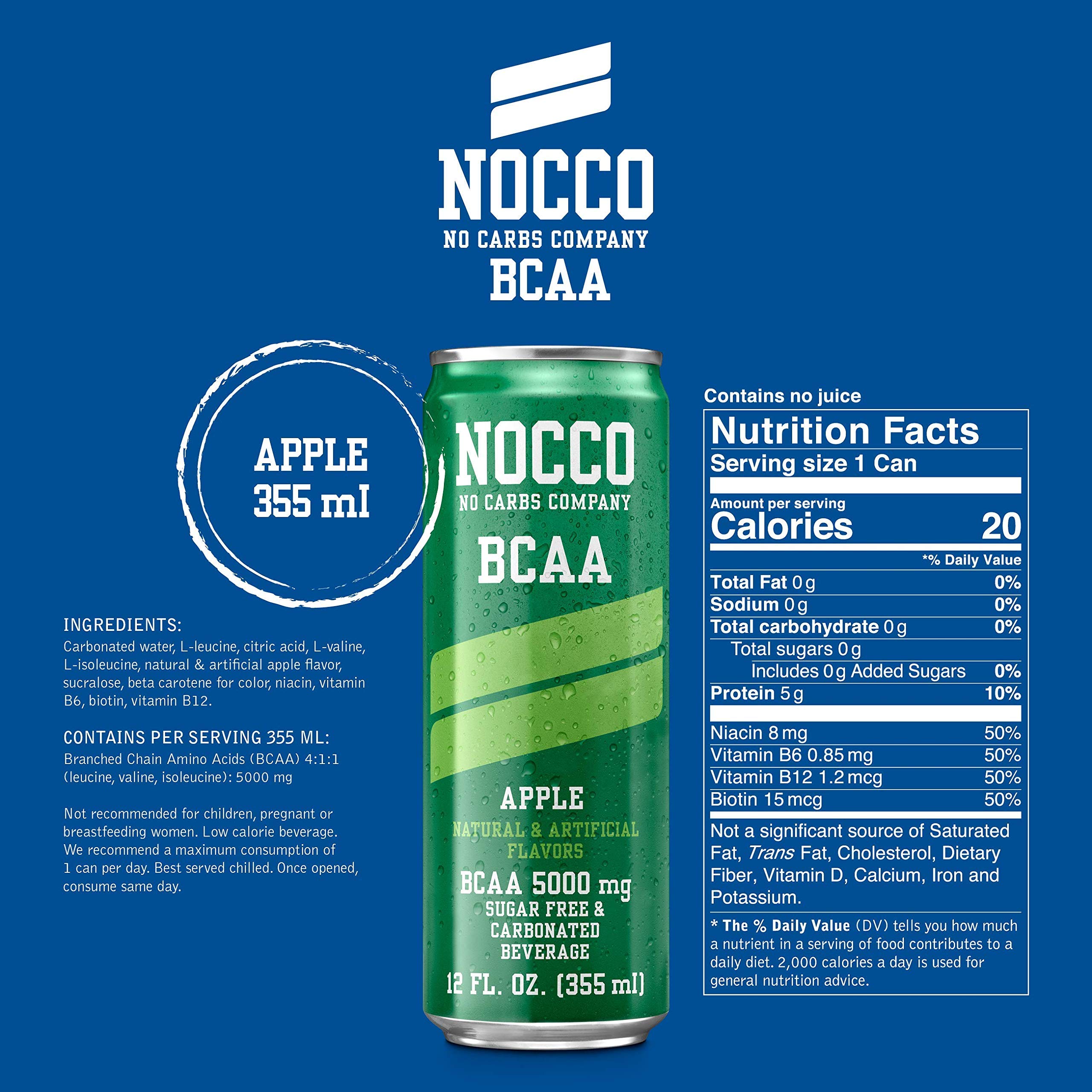Buy NOCCO Energy Drink Variety Pack 12 Fl Oz, Pack of 12 Sugar Free Energy Drinks with BCAA