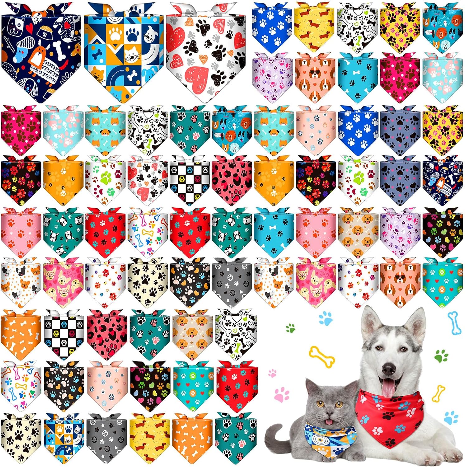 72 Pcs Dog Bandanas Bulk for Summer Adjustable Washable Pet Triangle Scarf Soft Kerchief Bib for Summer Holiday Pet Costume Accessories(Fruit)