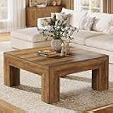Tribesigns 39.4-Inch Square Coffee Table for Living Room, Farmhouse All MDF Accent Center Cocktail Table with Sturdy Wooden Legs, Easy Assembly, Rustic Brown