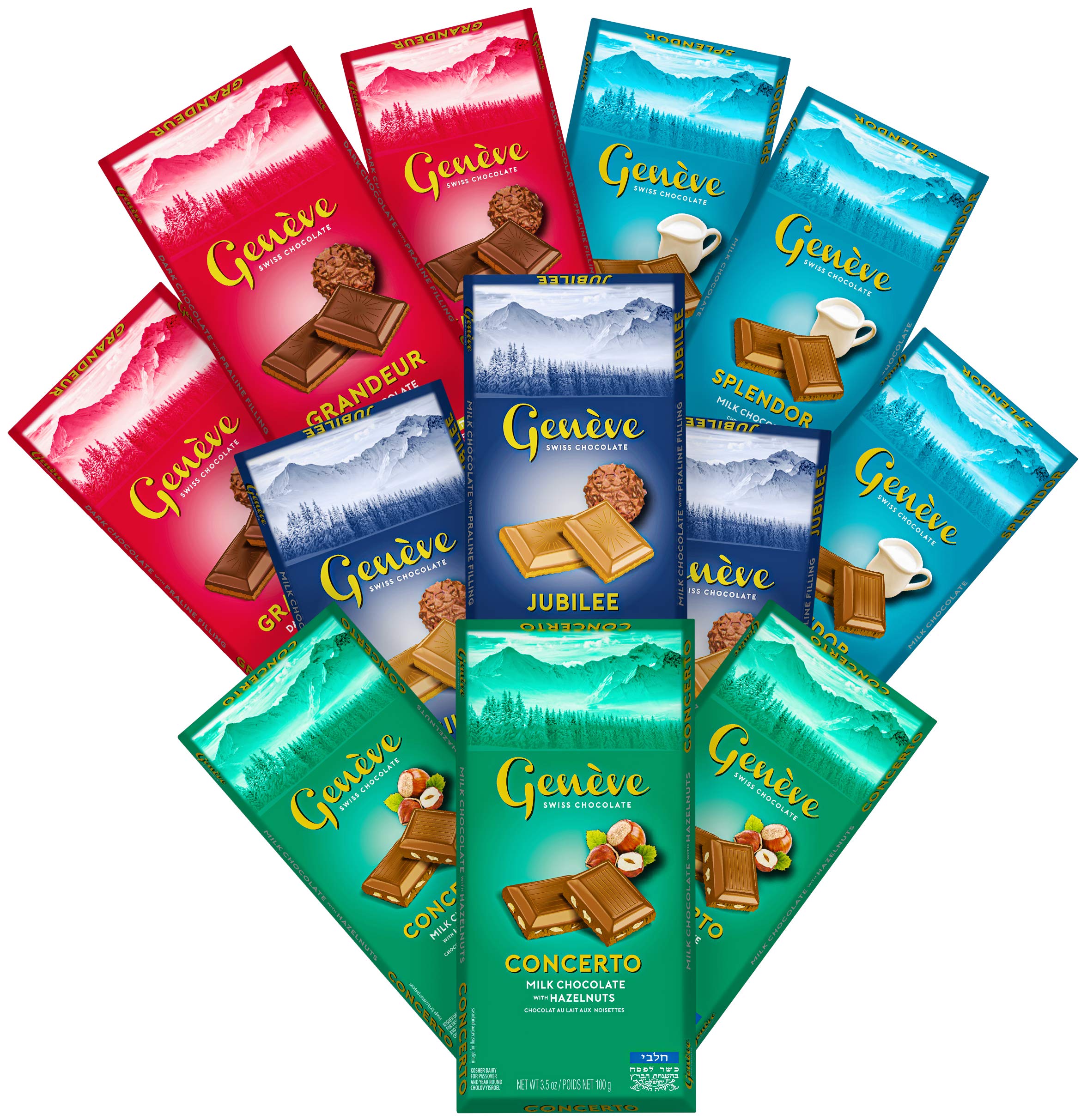 Buy Geneve Premium Real Swiss Chocolate Bars 3.5oz (12 Bar Variety Pack