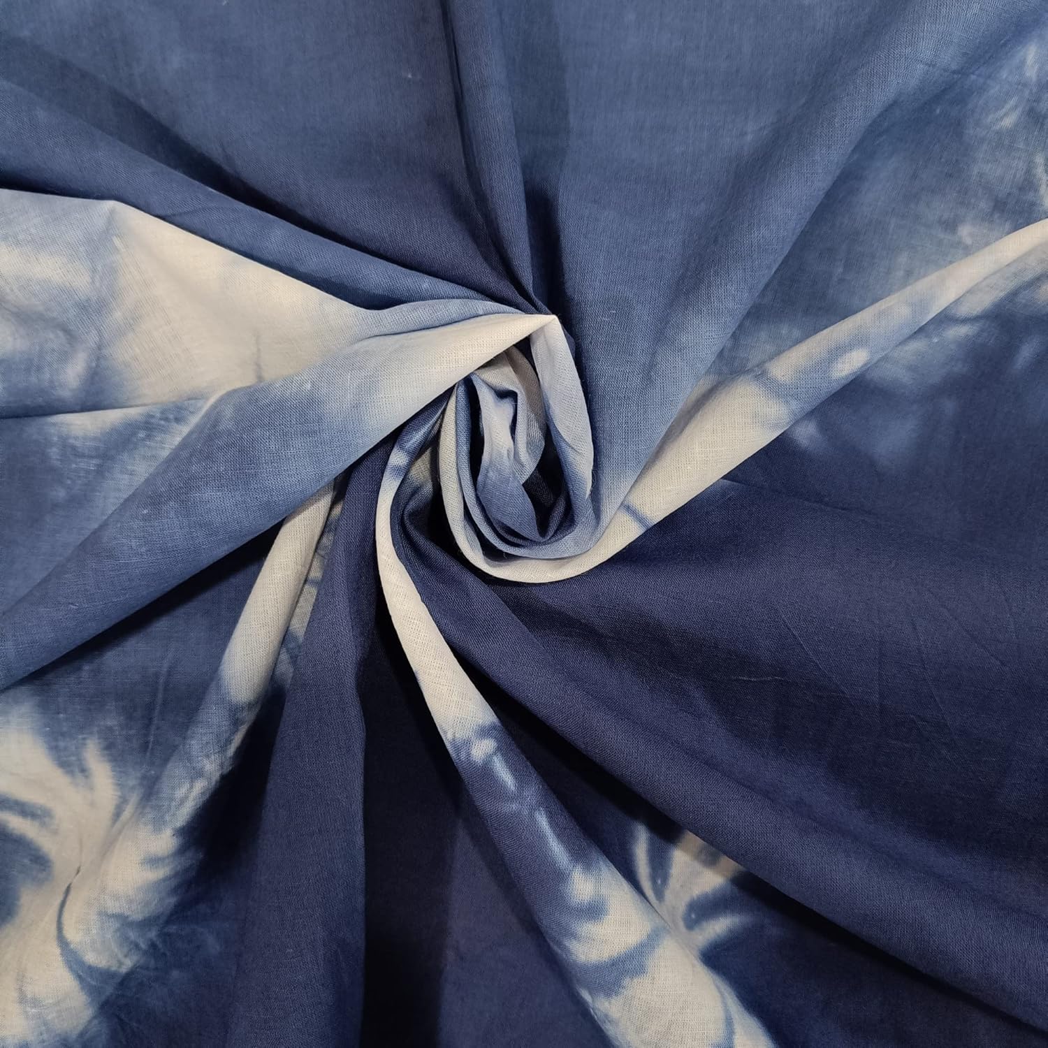Trade Star Organic Cotton Fabric Textile for Sewing 5 Yard Shibori Fabric Natural Tie Dye Fabric Indian Indigo Handmade for Dressmaking (Pattern 3)