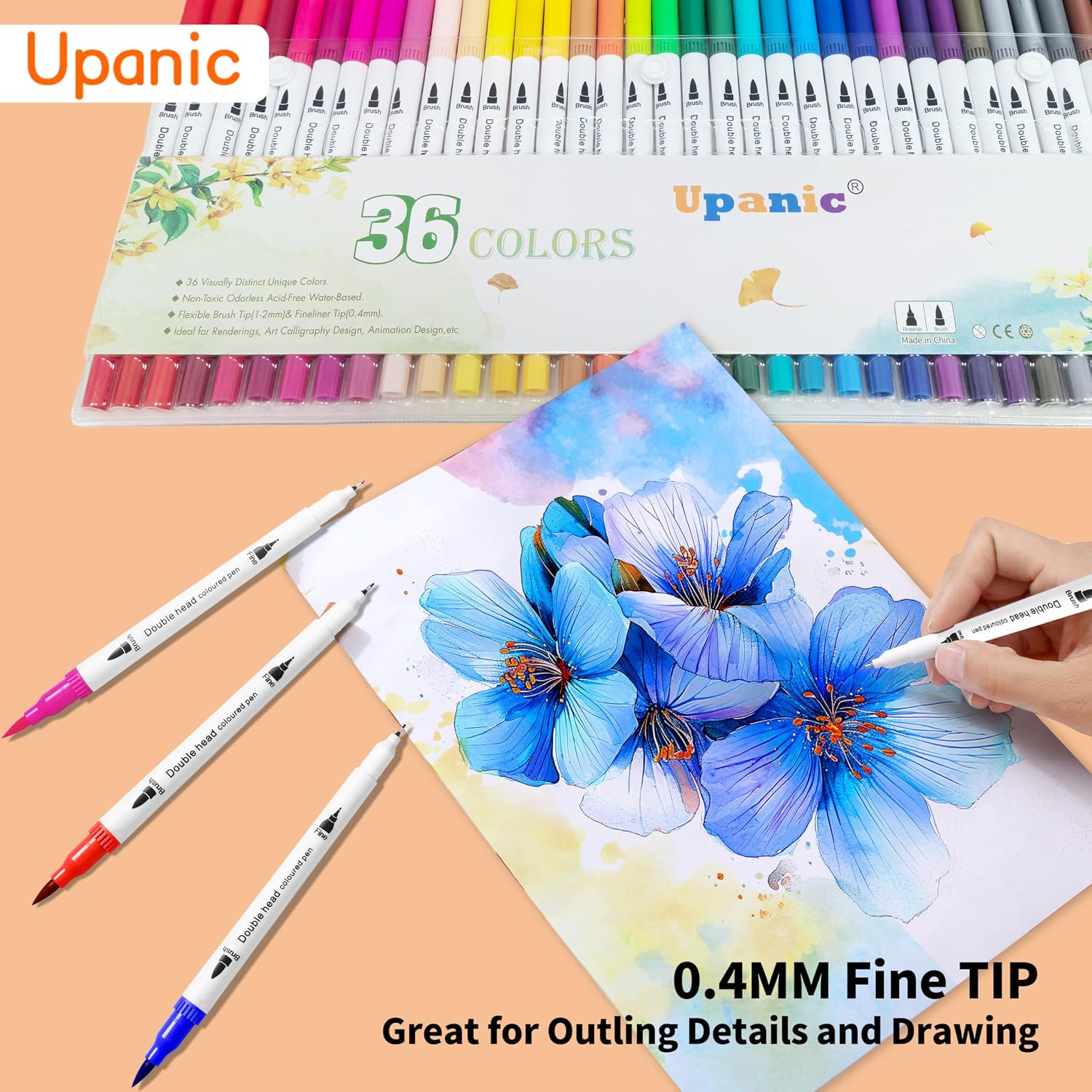 Upanic 36 Art Markers for Adult Coloring Books,Art Supplies | Fine & Brush Pens for Lettering Drawing Journaling Calligraphy