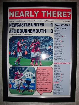 Lilywhite Multimedia Newcastle United 1 AFC Bournemouth 3 - 2016 - framed print