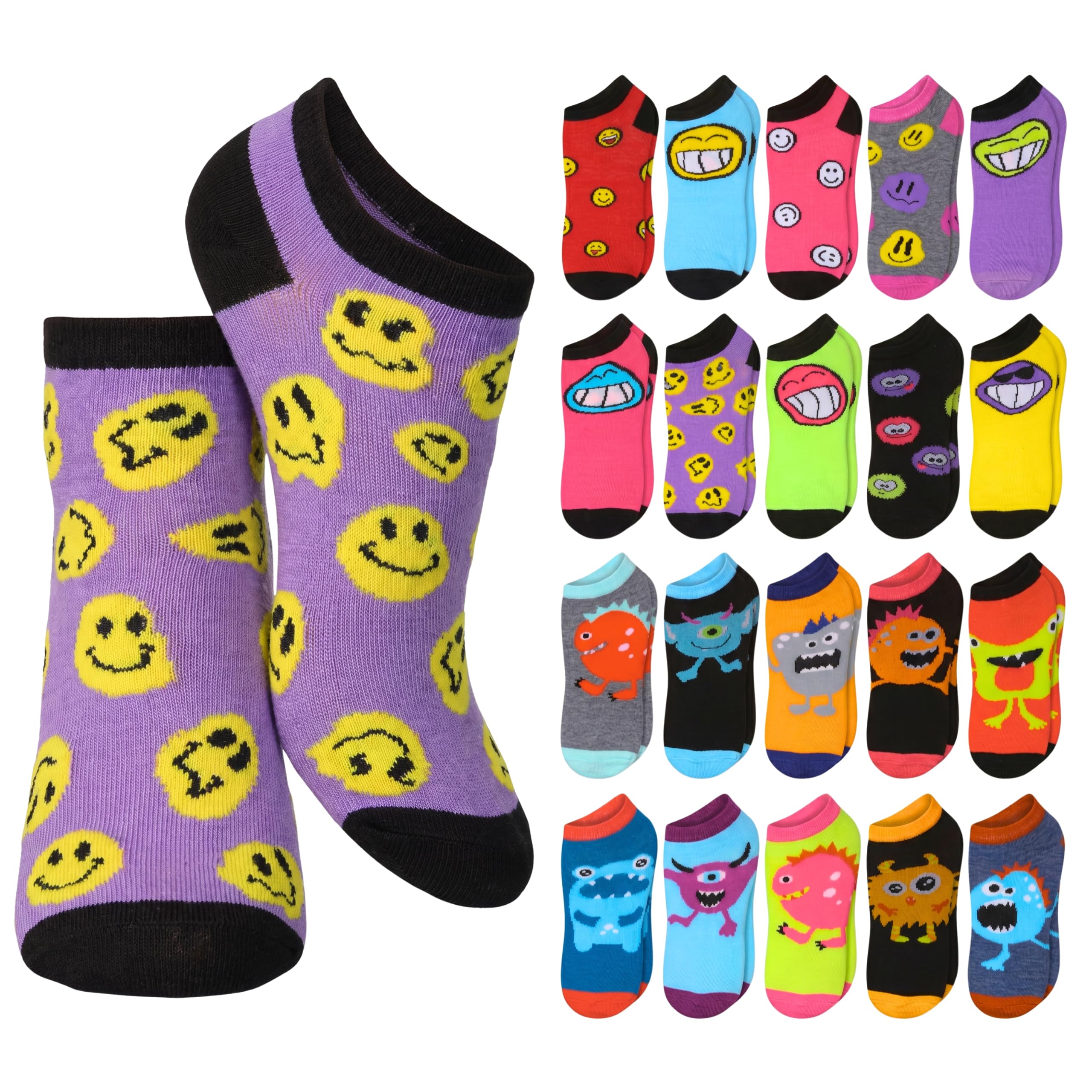 Tipi Toe Women’s 20 Pack Colorful Low Cut Socks – Lightweight, Breathable Design for All-Day Comfort Sizes 9-11/10-13