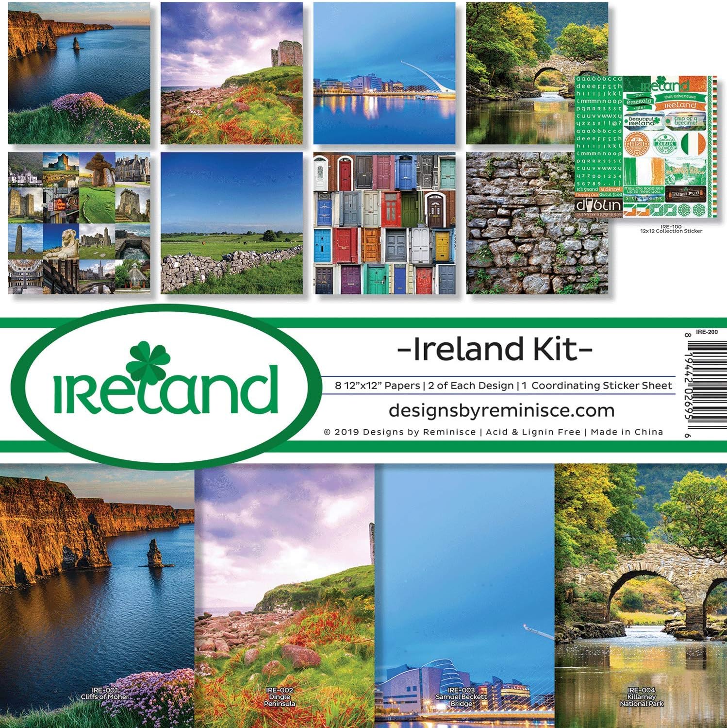 Reminisce Ireland Scrapbook Collection Kit, Multi Color Palette , 12-x-12-Inch