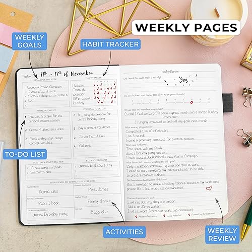 Miniatura 4 de Legend Planner Diario durante 3 meses  Planificador mensual semanal y diario sin fecha para alcanzar objetivos. Organizador y diario de