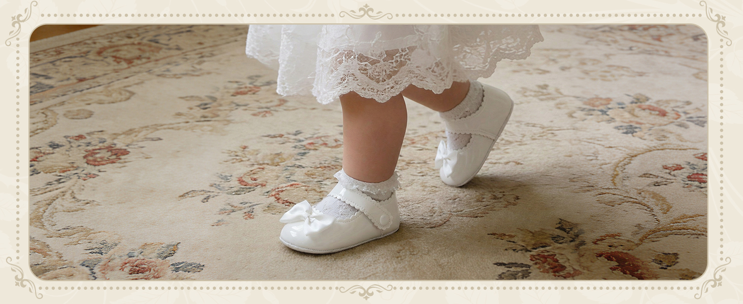 Cocity Baby Infant Girls Soft Sole Floral Princess Mary Jane Shoes Prewalker Wedding Dress Shoes Crib Flats First Birthday Party Gift for Young Kids Children Toddler Babies price in UAE | Amazon