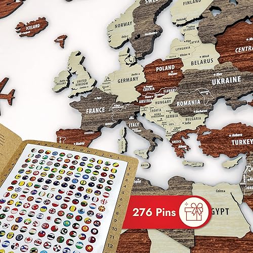 Miniatura 5 de Mapa del mundo de madera 3D multicapa, mapa de viaje con estados y capitales, decoración de pared para la nueva casa, regalo para viajeros,