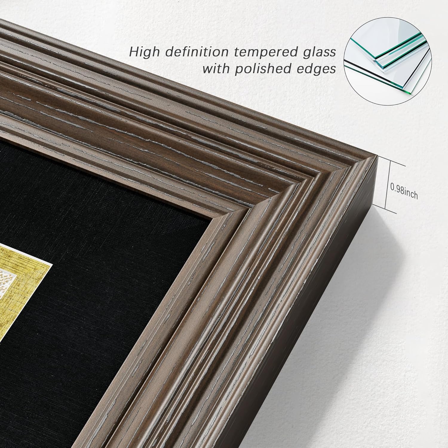Abtgt 11x14 Diploma Frame Certificate Degree Document Frame with High Definition Glass, with Black and Gold Mat Display 8.5x11 or without Mat Display 11x14, for Wall and Tabletop, Walnut
