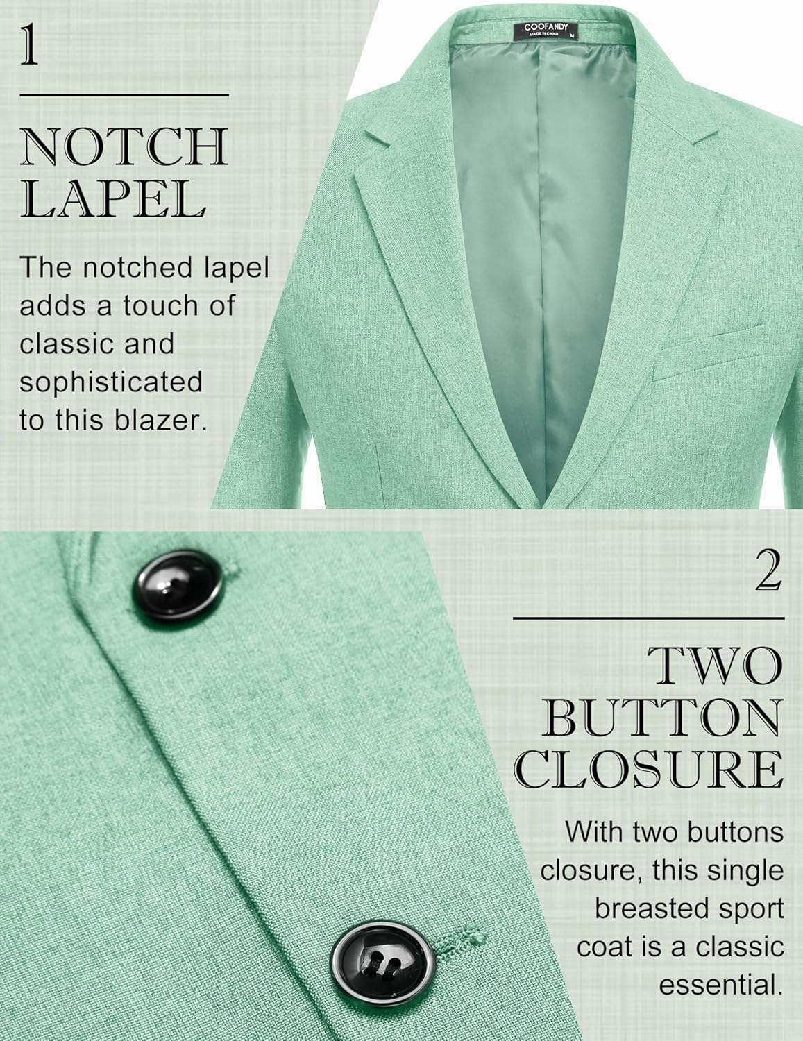 COOFANDY Men's Blazer Casual Two Buttons Sport Coats Lightweight Suit Jacket - Image 3