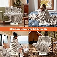 Vista 4 de Bedsure GentleSoft Manta para sofá, mantas suaves y acogedoras para mujer, lindas mantas de forro polar pequeñas para niñas, lino, 50 x 70 pulgadas