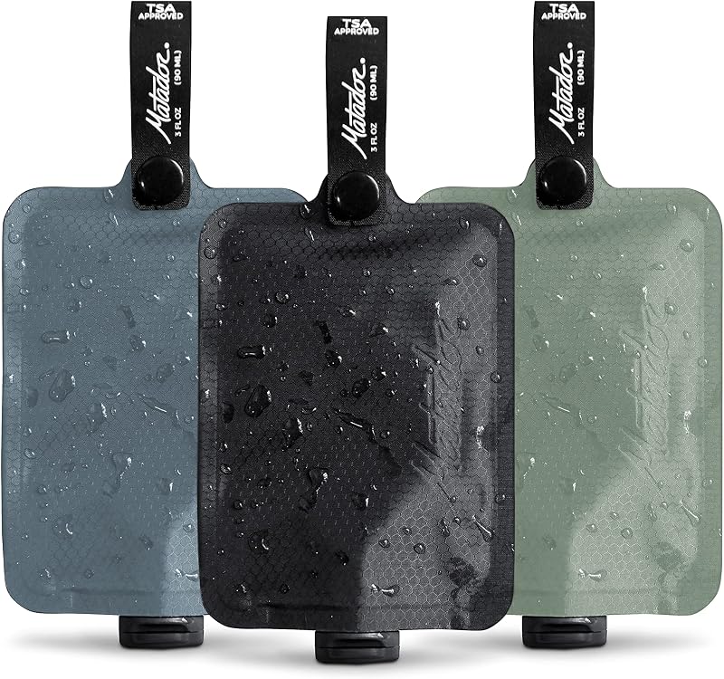 Frascos recarregáveis para viagem Matador com tampa rosqueável e alça de encaixe, Pacote com 3