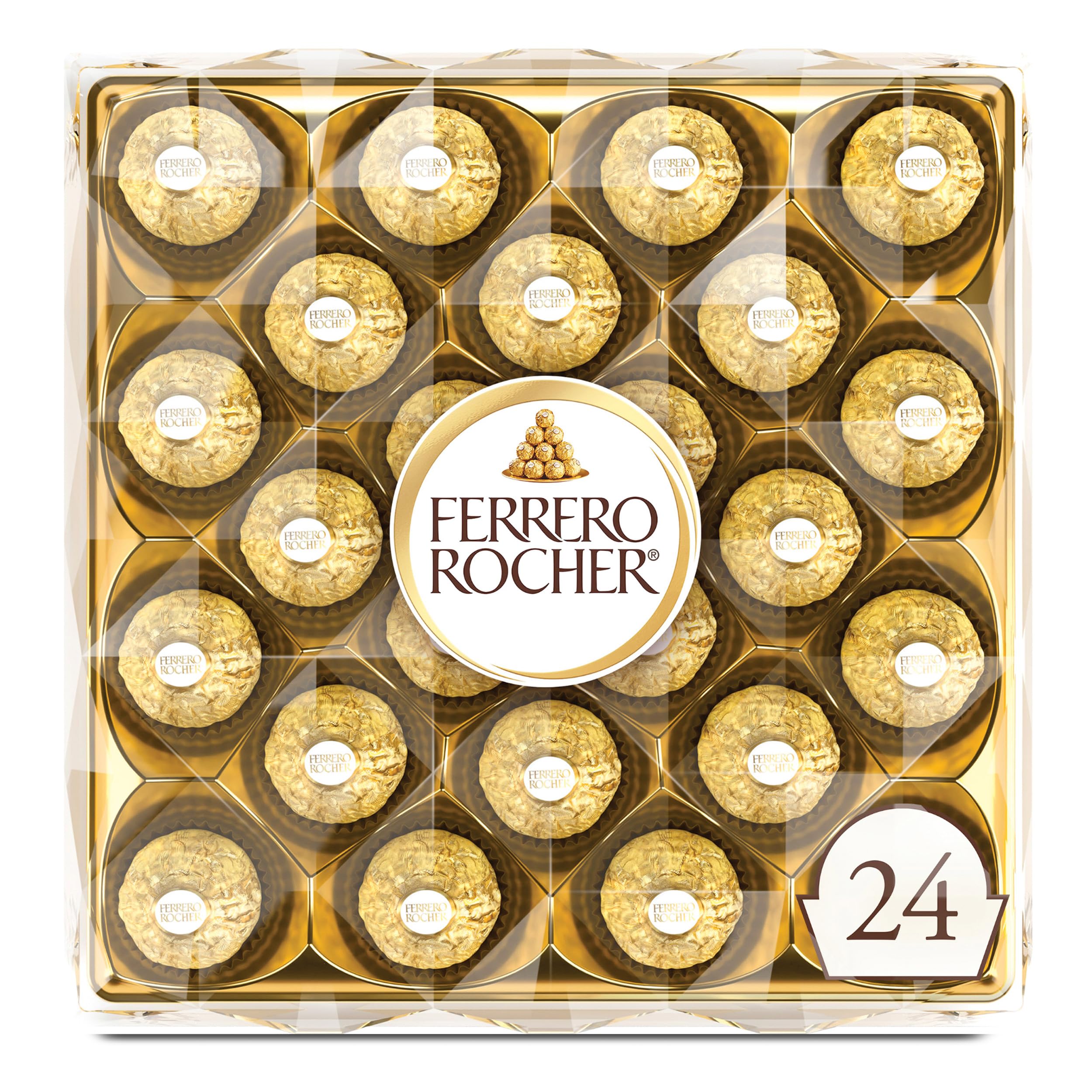 Ferrero Rocher Chocolate Candy, Hazelnut Milk Chocolates, 24 Ct, 10.6 oz