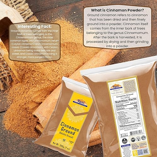 Miniatura 5 de Rani Canela en polvo (molida) Especias 7 onzas (7.05 oz)  Todo natural  Sin sal  Vegano  Sin colores  Apto para gluten  Sin OMG  Kosher