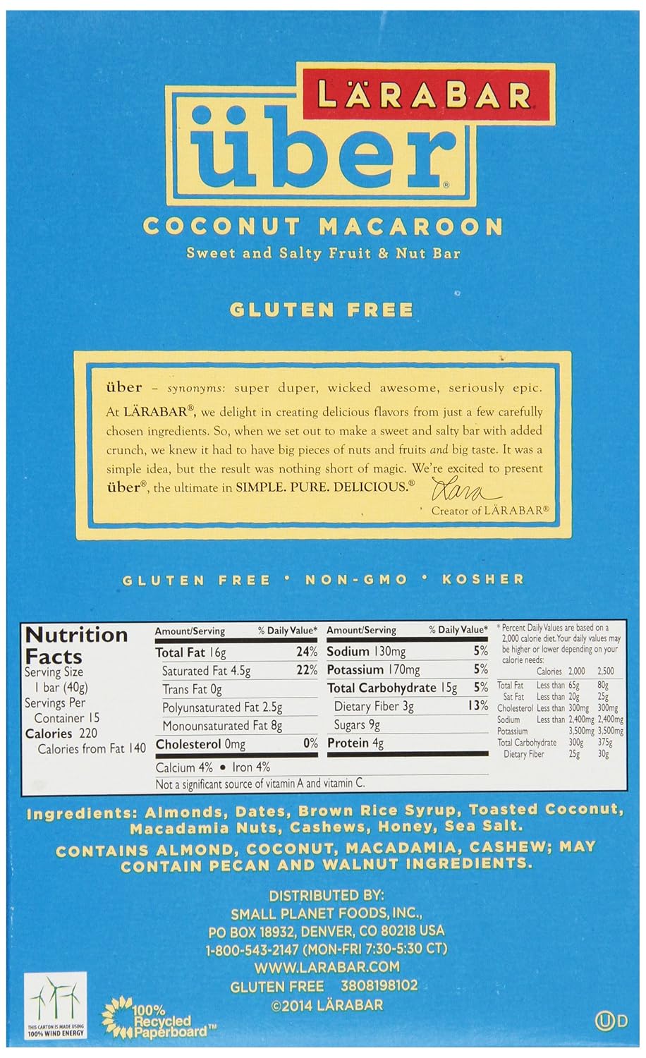 Larabar Uber Bar, Coconut Macaroon, 15 Count