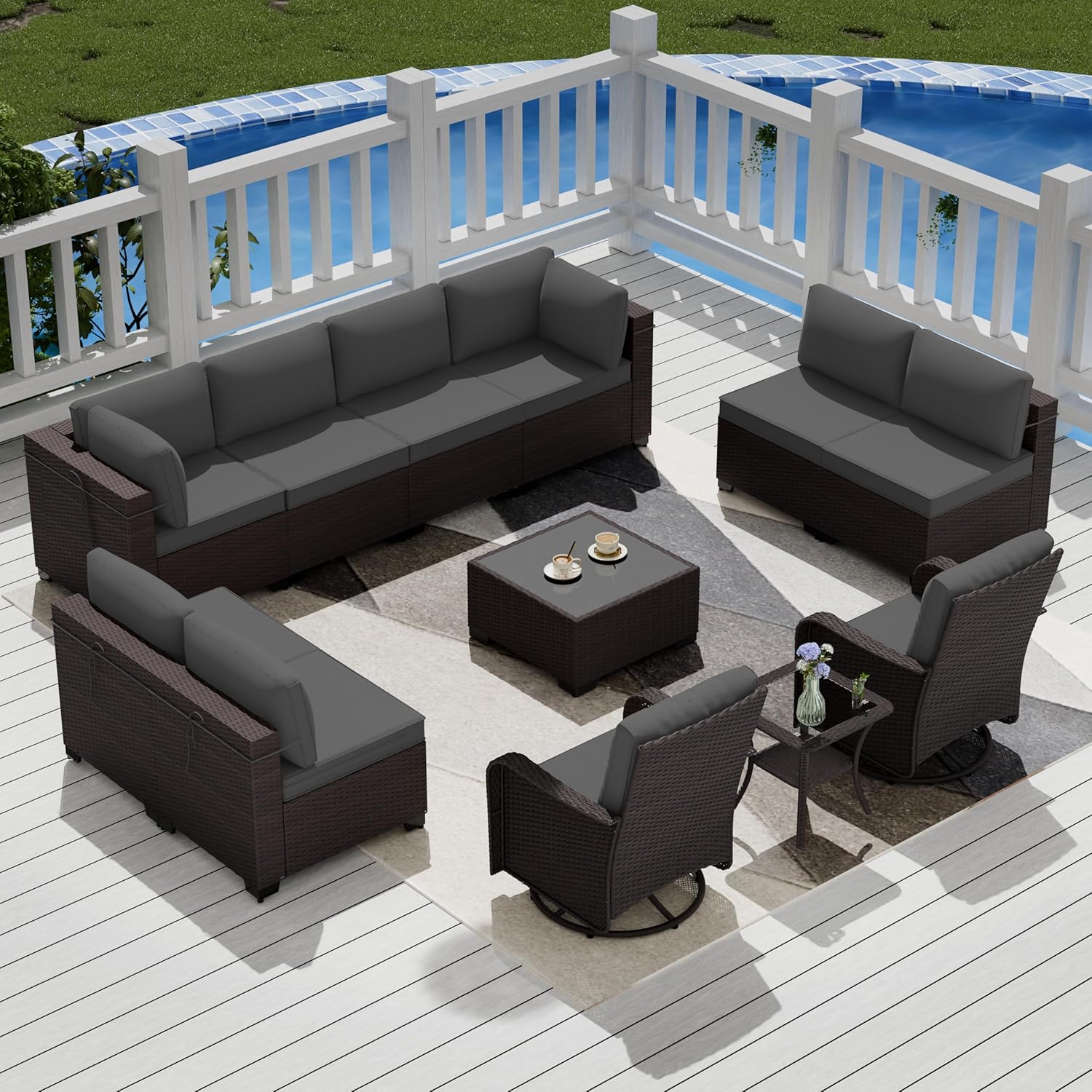 Amazon.com: RTDTD 12 Pcs Outdoor Patio Furniture Set Outdoor Furniture ...