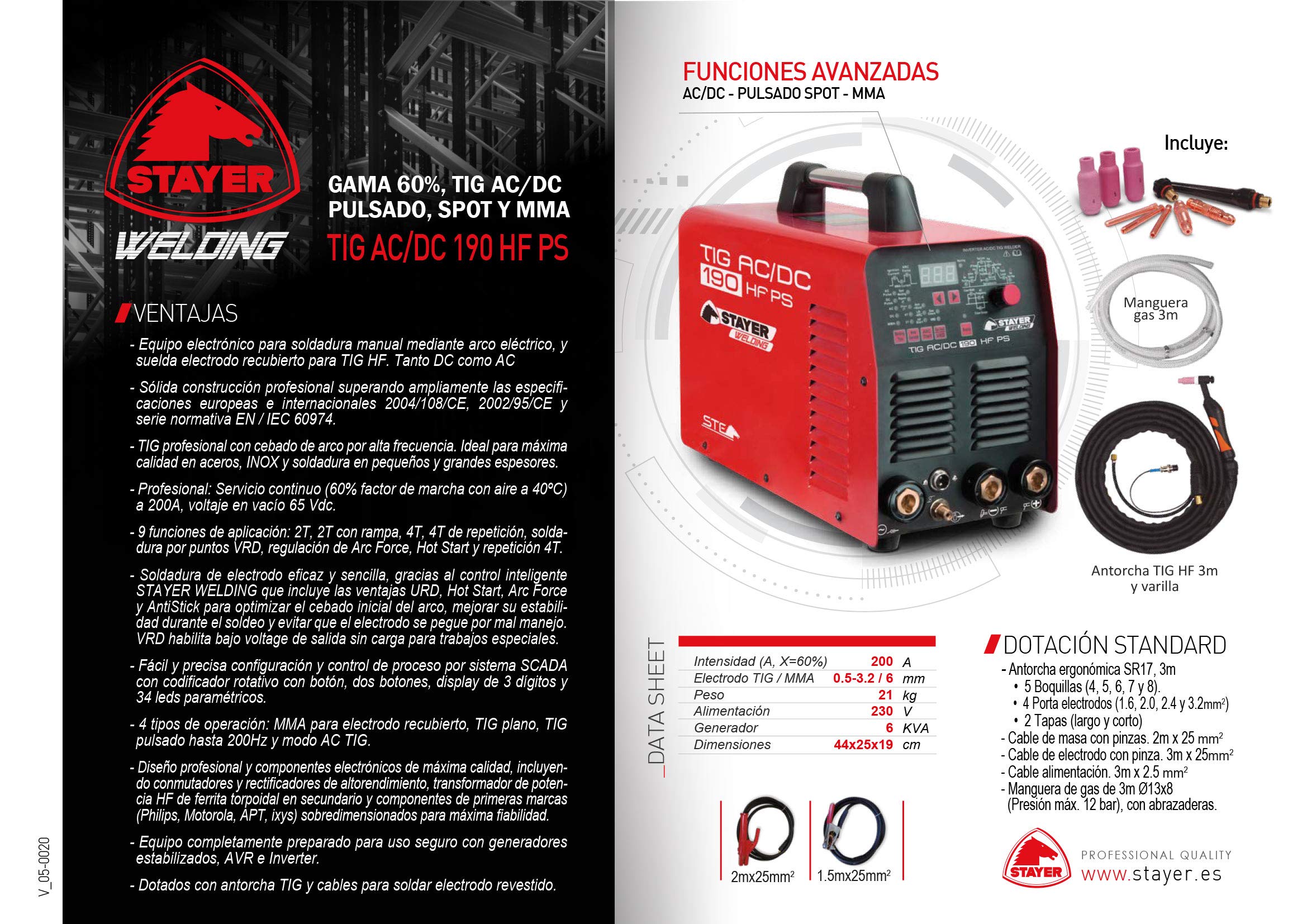Apparecchiatura di saldatura inverter, TIG AC/DC 190 HF PS