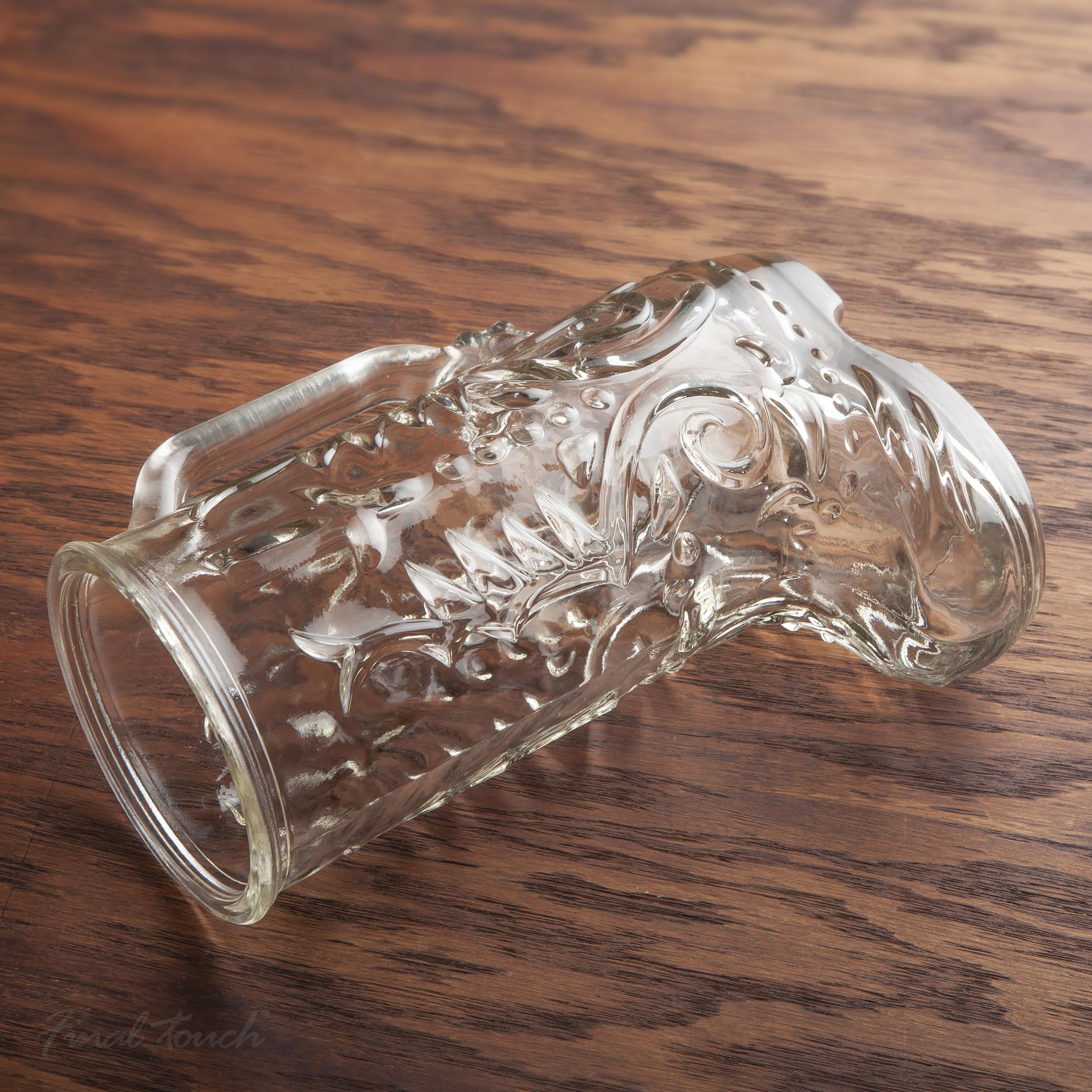 Final Touch Wild West Boot Glass – Bicchiere da cowboy a forma di stivale da cowboy, in vetro spesso con manico, perfetto per birra, bevande miste e altro ancora (GG5026)
