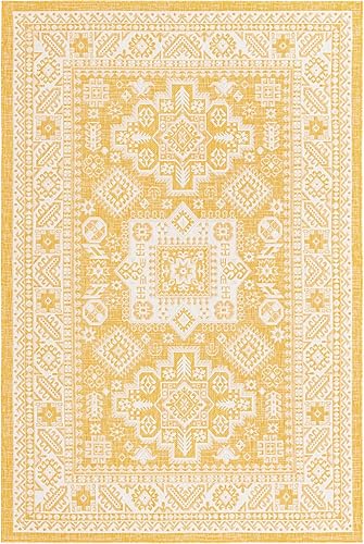 Miniatura 27 de Rugs.com Outdoor Aztec Collection Alfombra – 4 x 6 pies alfombra de tejido plano gris carbón perfecta para salas de estar, grandes comedores, planos