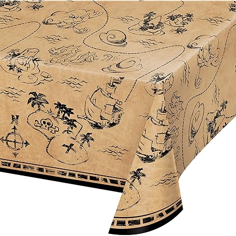 Creative Converting Treasure Island Pirate Plastic Tablecloth