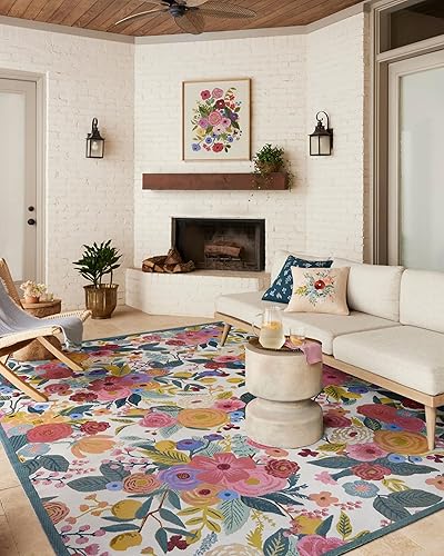 Loloi Rifle Paper Co. Perennial Collection PRN-04 - Alfombra decorativa para interiores y exteriores (3 pies 11 pulgadas x 5 pies y 11 pulgadas)
