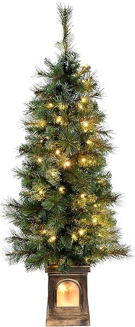 WeRChristmas Pre-Lit Victorian Pine Christmas Tree with 80 Warm White LED Lights, 4 feet/1.2 m - Green