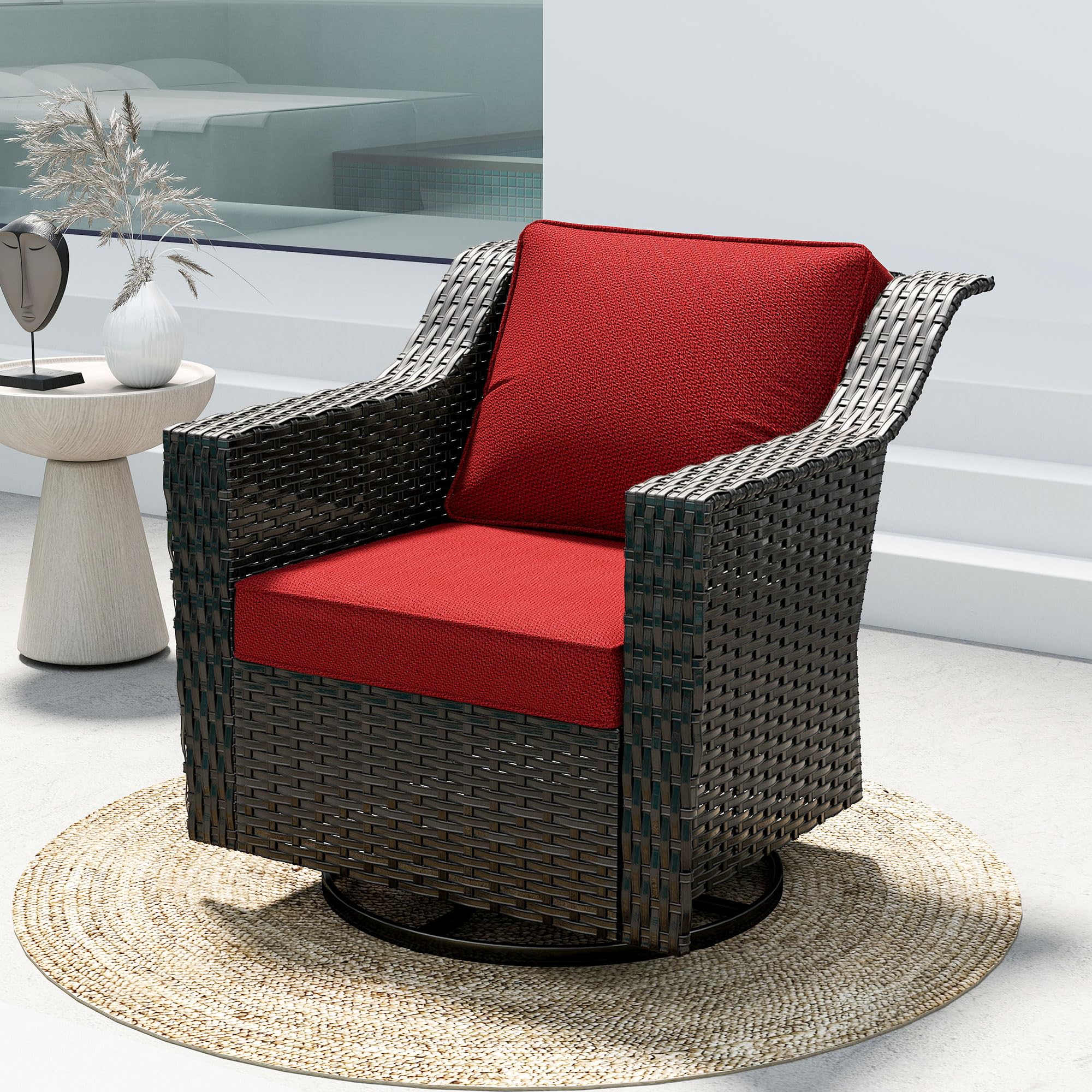 Patio Glider Rocking Chair, Wicker Outdoor Conversation Set