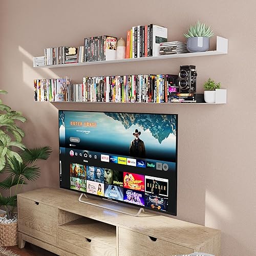 Miniatura 6 de Wallniture Bali - Estantería de metal resistente en forma de U, para montaje en pared, para CD y DVD, estante de exhibición multiusos en color blanco