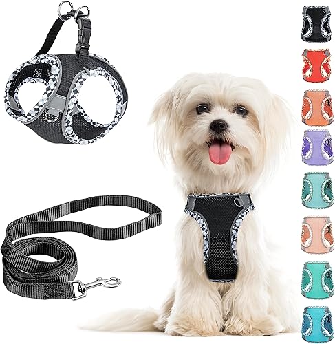 Juego de arnés y correa de malla transpirable reflectante ajustable sin tirones para perros y gatos extra pequeñospequeños, medianos, fácil de