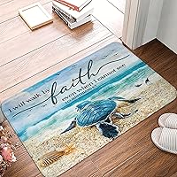 Vista 2 de Alfombra de baño de tortuga marina, alfombra de baño náutica costera, alfombra de baño antideslizante, decoración de baño, alfombra de baño