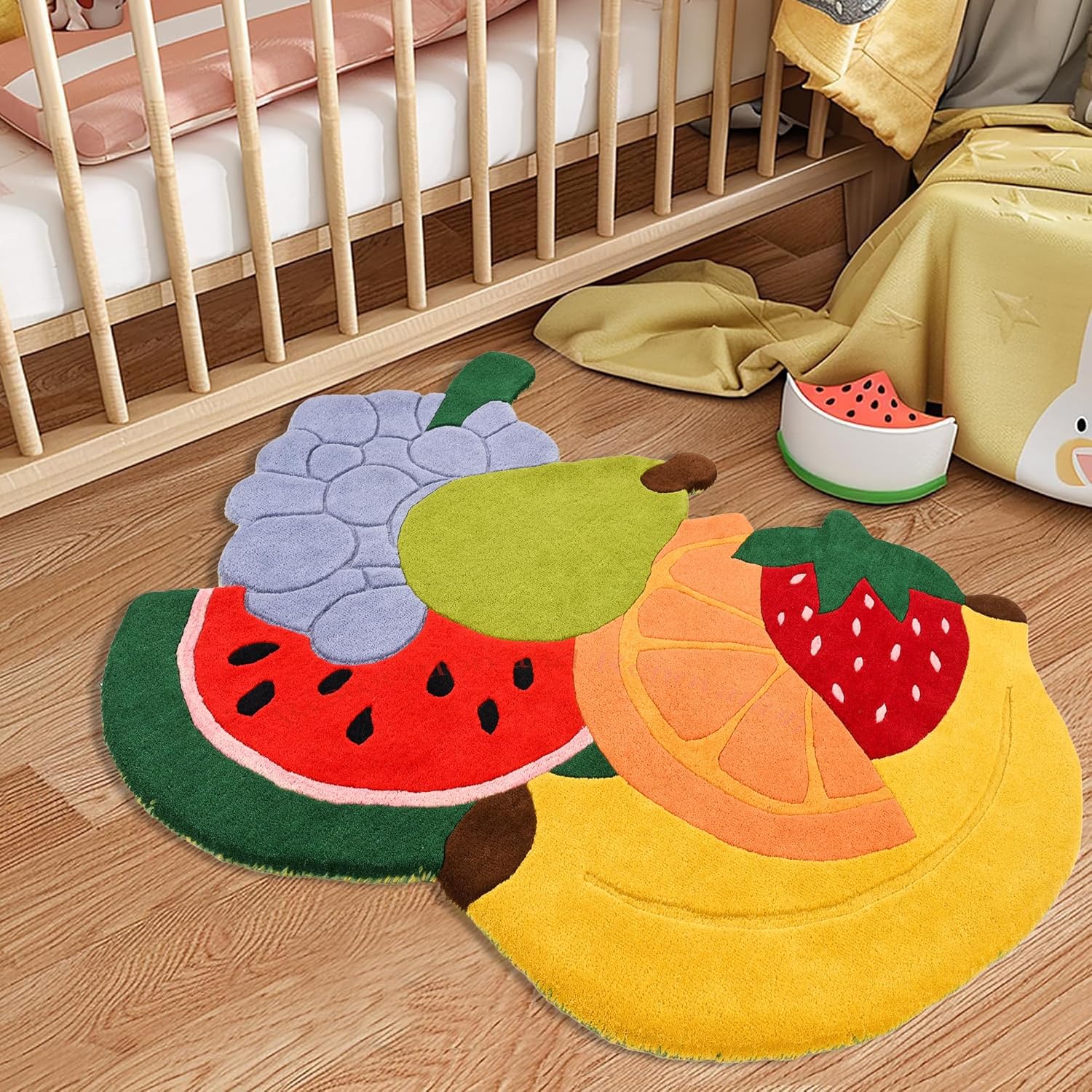 Colorful Fruit Shaped Hand-Tufted Wool Rug - Multi-Fruit Design, Soft & Durable Area Rug for Kids Room, Playroom, Kitchen & Home Decor (Multi 2, 3' x 5')
