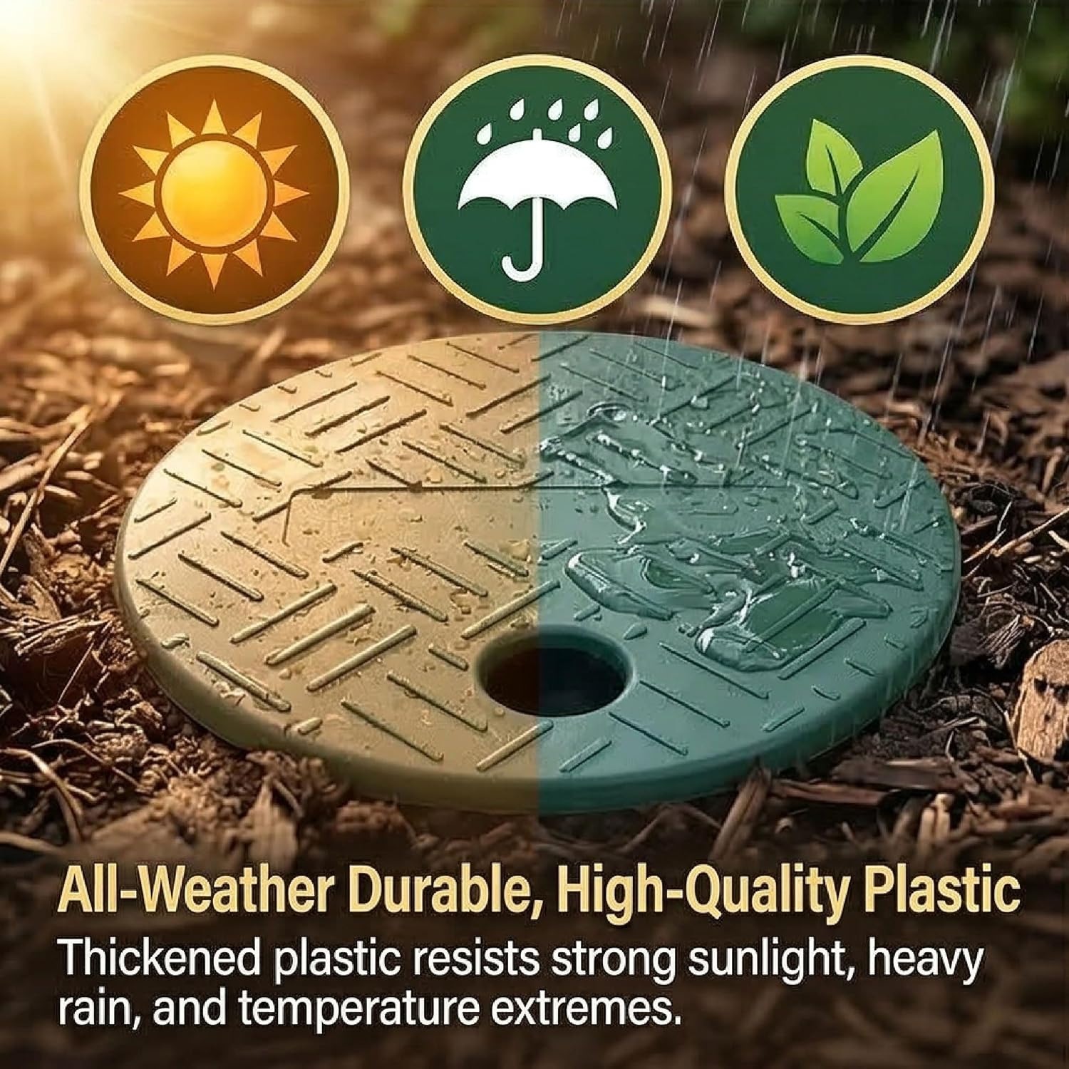 2 Pack Sprinkler Valve Box Cover 6 Inch Round, Green Irrigation Valve Box Lid Replacement for Outside Lawn Yard, Durable Sprinkler System Valve Covers Fits 5.5 Inch ID 6 Inch OD Valve Boxes image 3