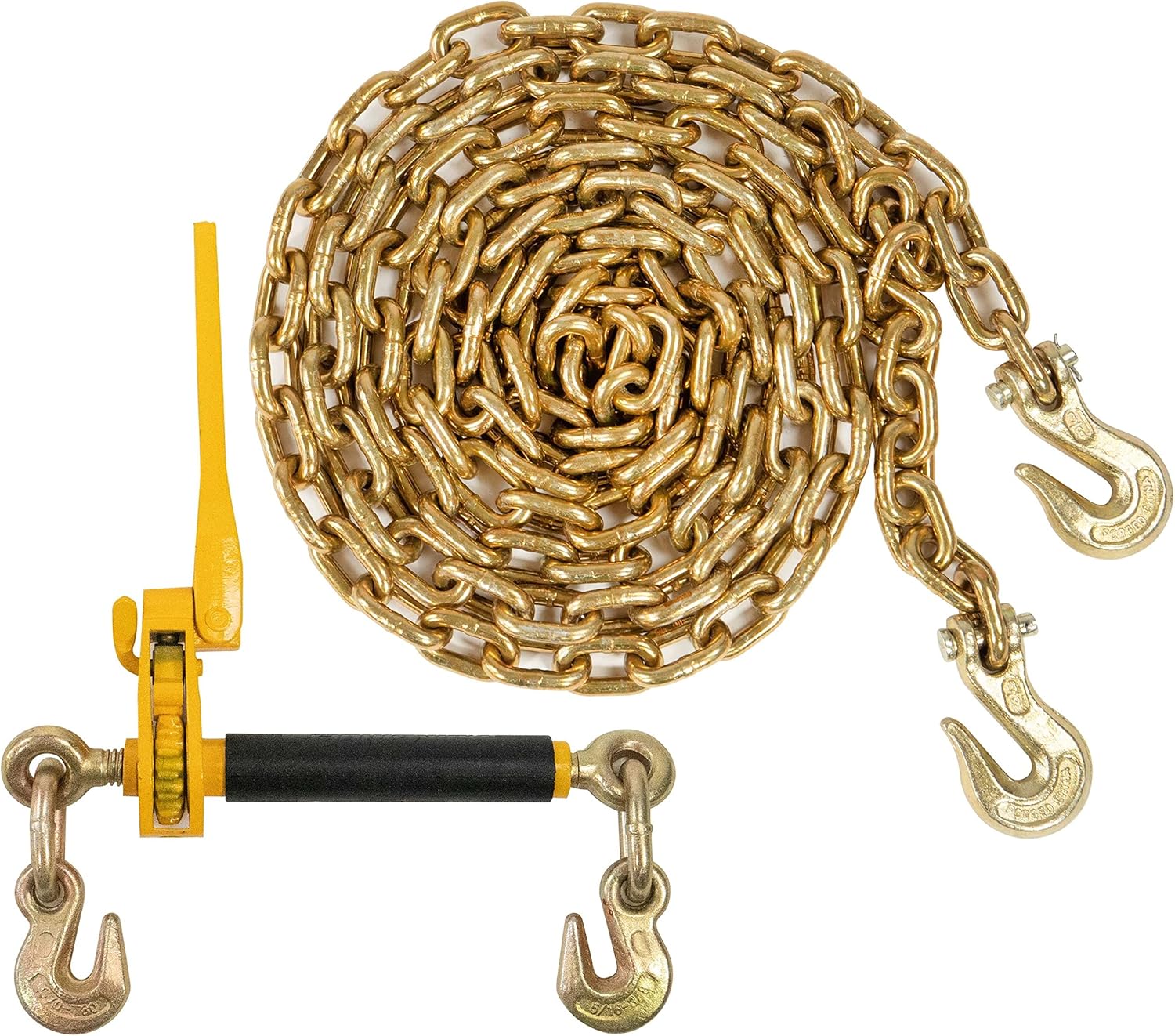 Peerless QuikBinder Plus Ratchet Load Binder and US Cargo Control 3/8 Inch x 20 Foot Grade 70 Chain Set, Easily Secure Heavy Loads to A Truck Or Flatbed Trailer, 6,600 Pound Working Load Limit