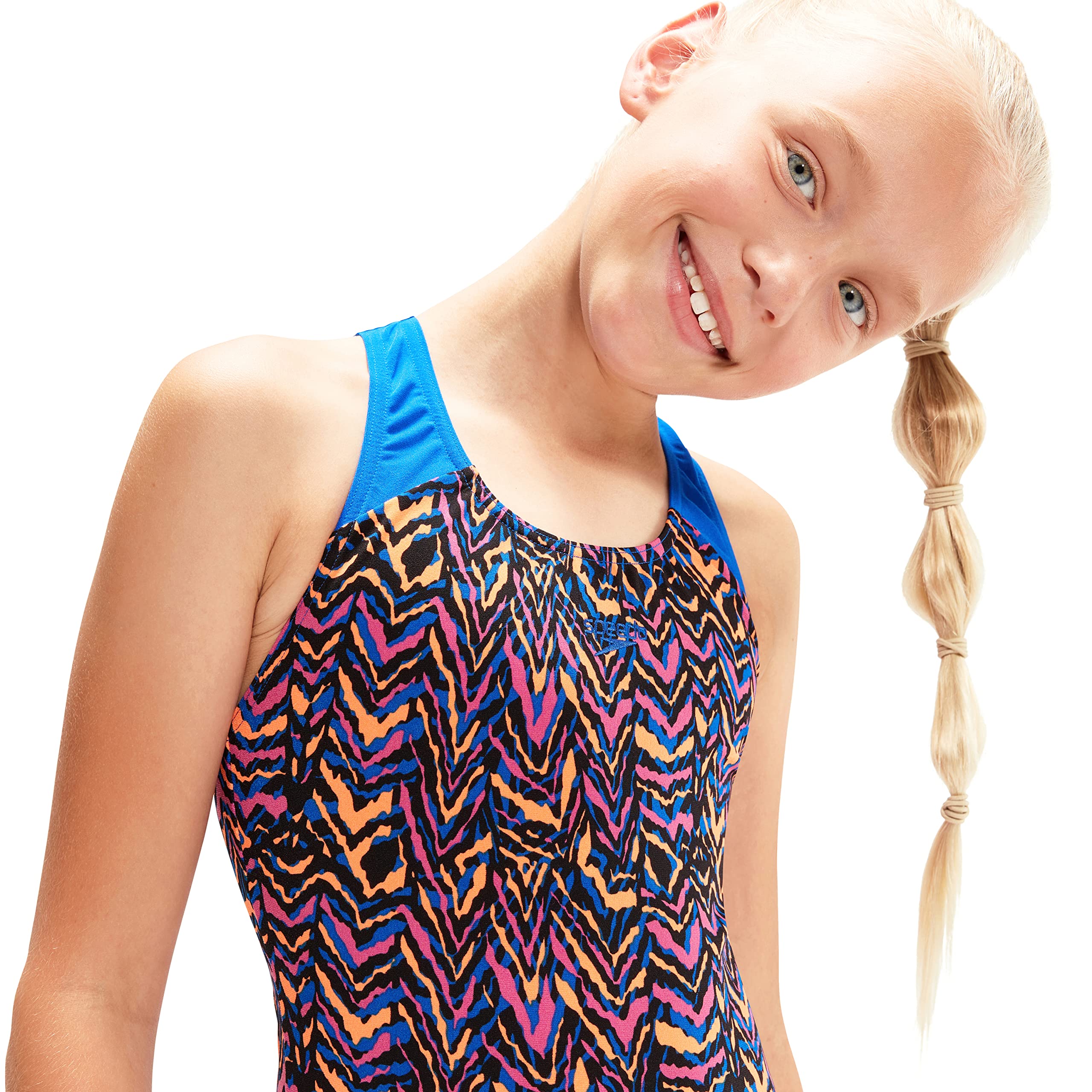 Speedo Maillot de bain pour fille Motif crédence Rose/bleu