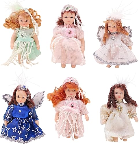 Mini muñeca de porcelana vestida de 3.5 in - Vestido blanco - Artículo de coleccionista (MI49A)