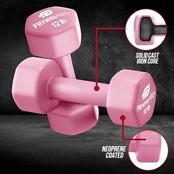 Neoprene Coated Workout Dumbbells set of 2 Anti Roll, Non Slip with Smooth Grip Fitness & Exercise Dumbbells Hexagon Shaped Hand Weights for Women & Men Best Choice for Gyms & home use
