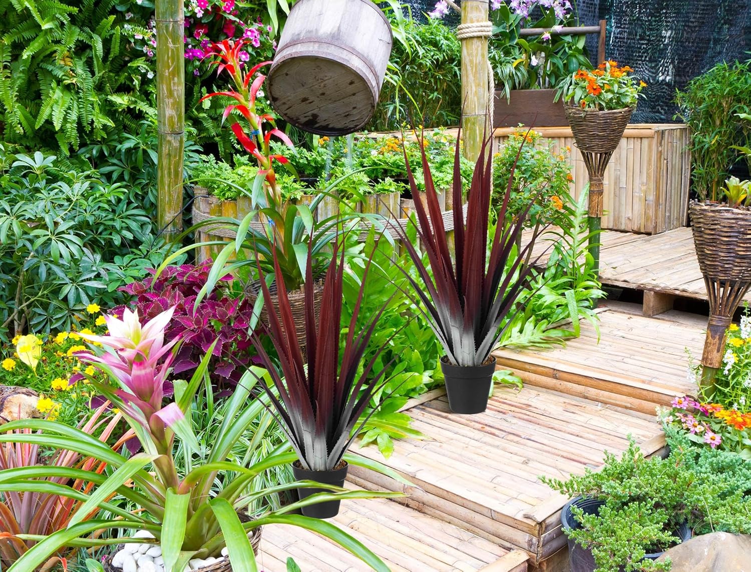 Giegxin 1 Pcs 26'' Realistic Red Artificial Aloe Vera Plant Faux Agave Plant Potted UV Resistant Agave Artificial Greenery Outdoor Indoor for Housewarming Gift House Garden - Image 5