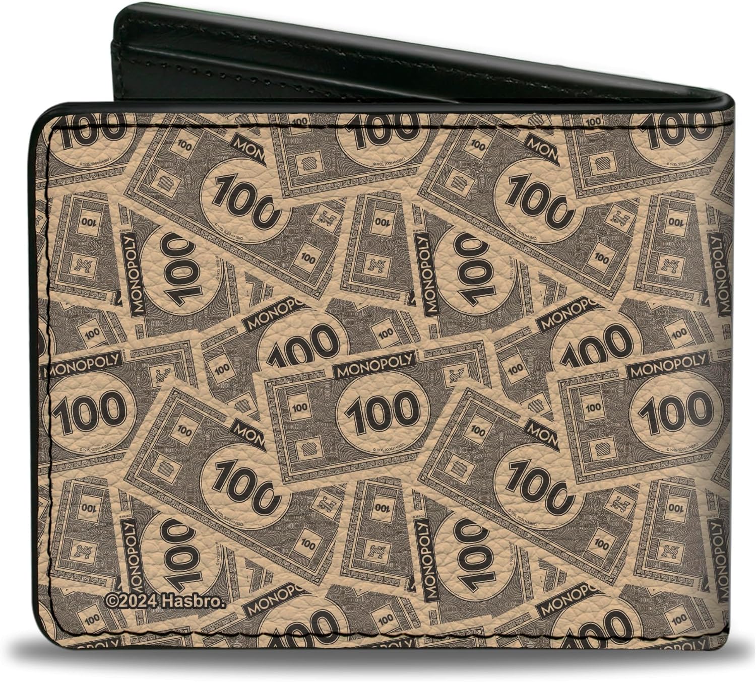 Buckle-Down Hasbro Wallet, Bifold, Mr Monopoly Rich Uncle Pennybags Pose 100 Money Bills Stacked, Vegan Leather - Image 2