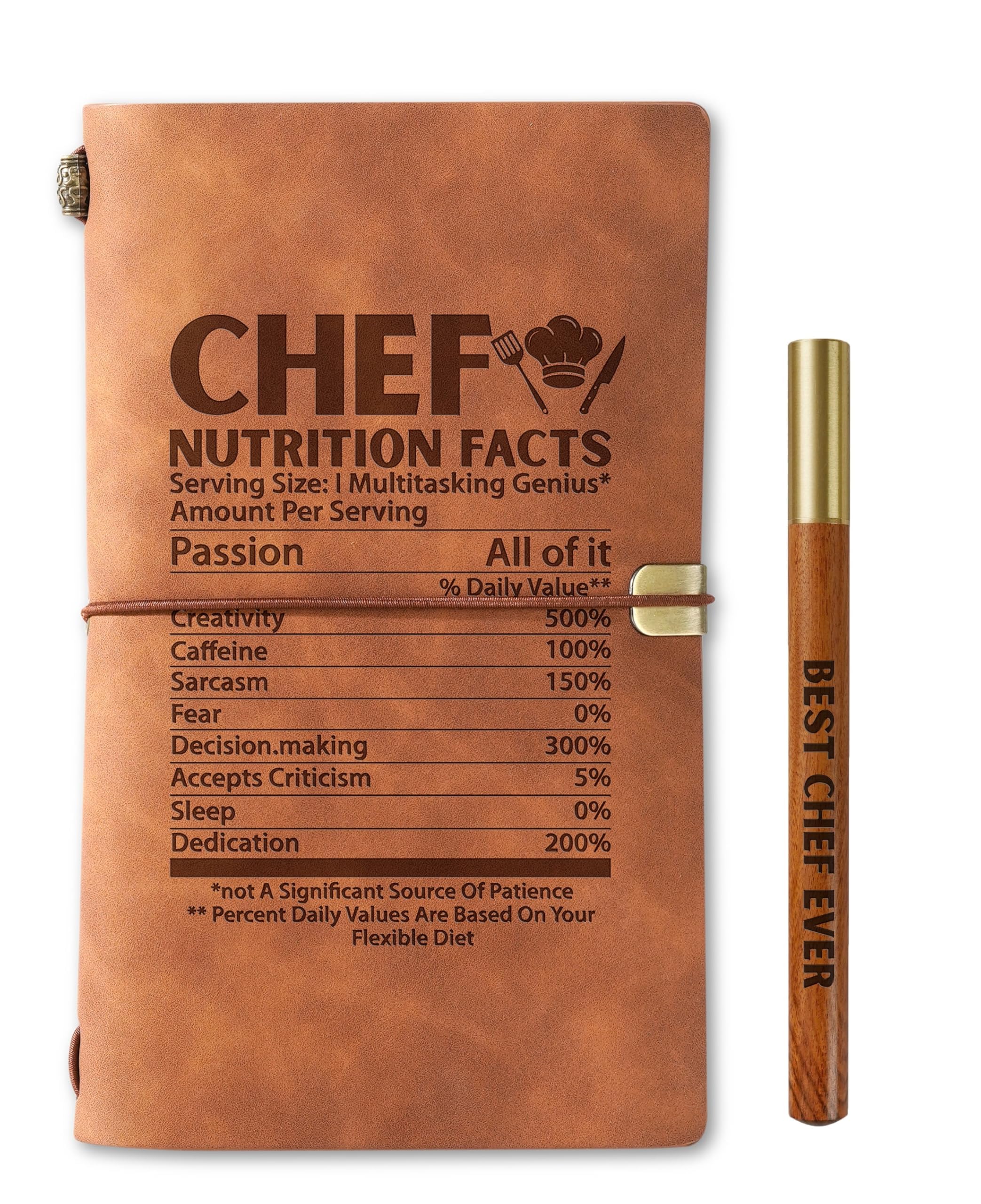 InnoBeta Chef Gifts for Men Women, Journal Pen Set for Birthday, Christmas, Unique Notebook, Sketchbook, Travel Diary, Lined Planner, 7.8x5 Inches, Brown