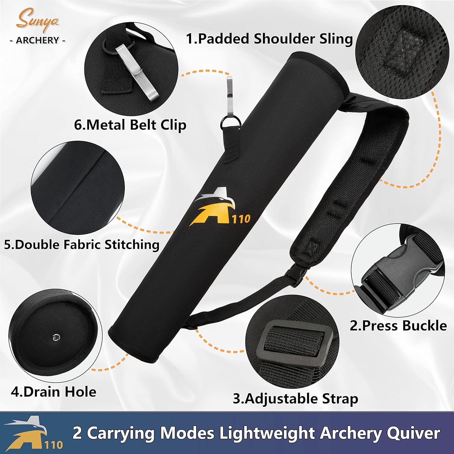 SUNYA Archery Quiver for Arrows. Back Arrow Quiver & Hip Quiver 2 Carrying Modes- Foldable & Lightweight Easy for Youth, Teens Adults Carrying in Field. Shoulder Belt & Metal Clip Holder Accessories : Sports & Outdoors