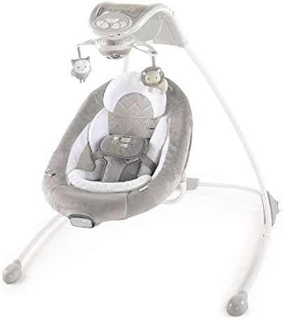 Ingenuity InLighten Baby Swing - Cool Mesh Fabric, Vibrations, Swivel Infant Seat, Nature Sounds, Light Up Motorized Mobile - Braden 35.7x34.3x41.1 Inch (Pack of 1)