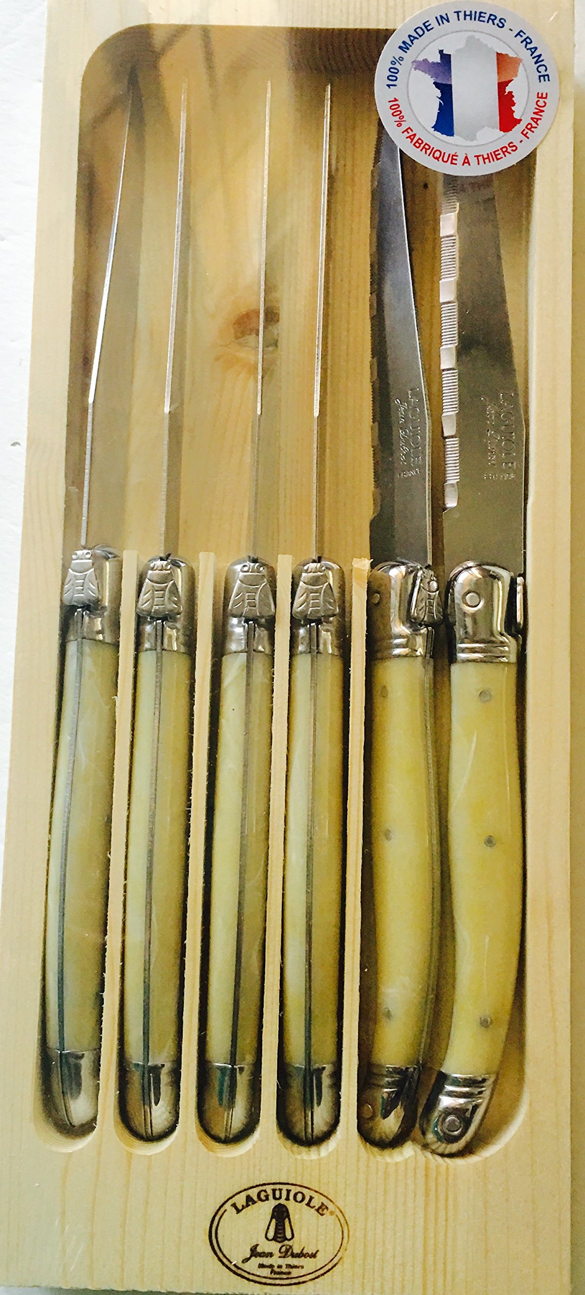 Jean Dubost Laguiole 6-Piece Steak Knives -Pearlized Ivory