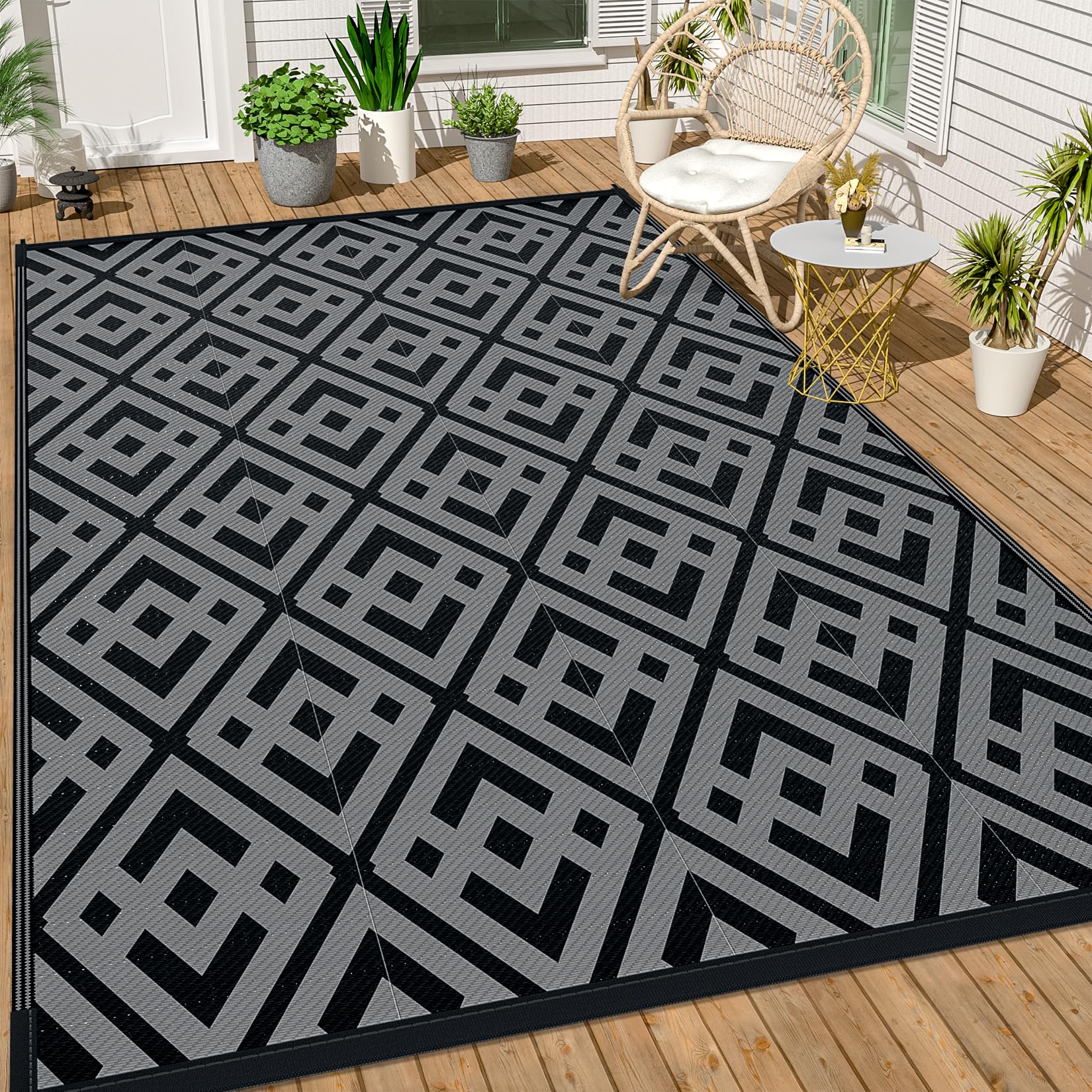 Outdoor Carpet 6x9 - Indoor Outdoor Rug - Reversible Outdoor Camping Rug - Lightweight Lattice Design Waterproof Patio Carpet Ideal for Poolside and Balcony, Deck, Camping Adventures
