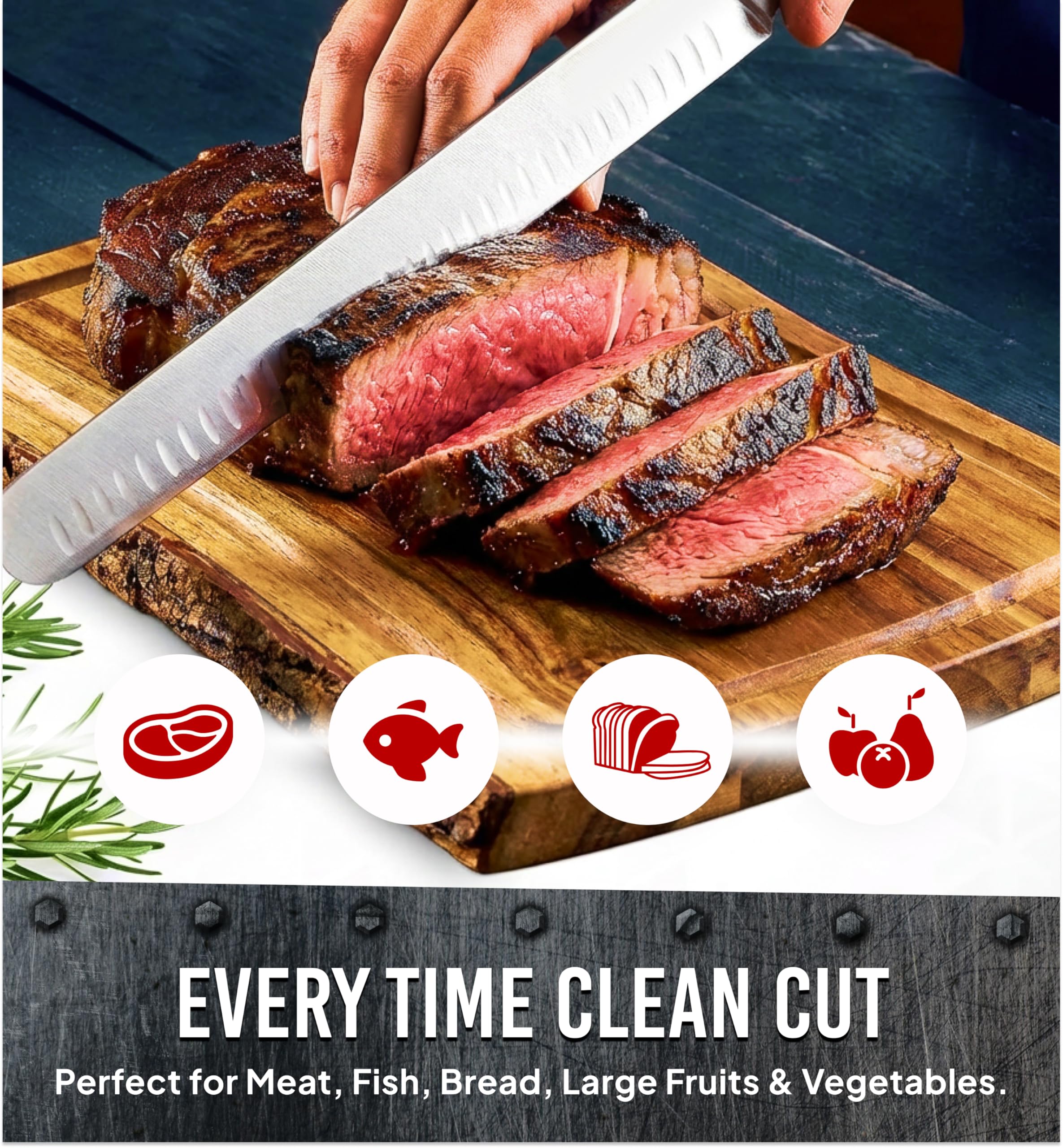 Bright Hobby Brisket Slicing Knife – 12" Brisket Knife, BBQ, Grilling Gifts For Men – Razor Sharp German Steel, Full Tang, Ergonomic Handle — Amazon image 2